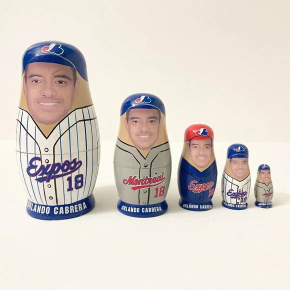Babooshkah Nesting Doll Montreal Expos  Orlando Cabrera 5 Piece Set Flaws - Picture 1 of 16